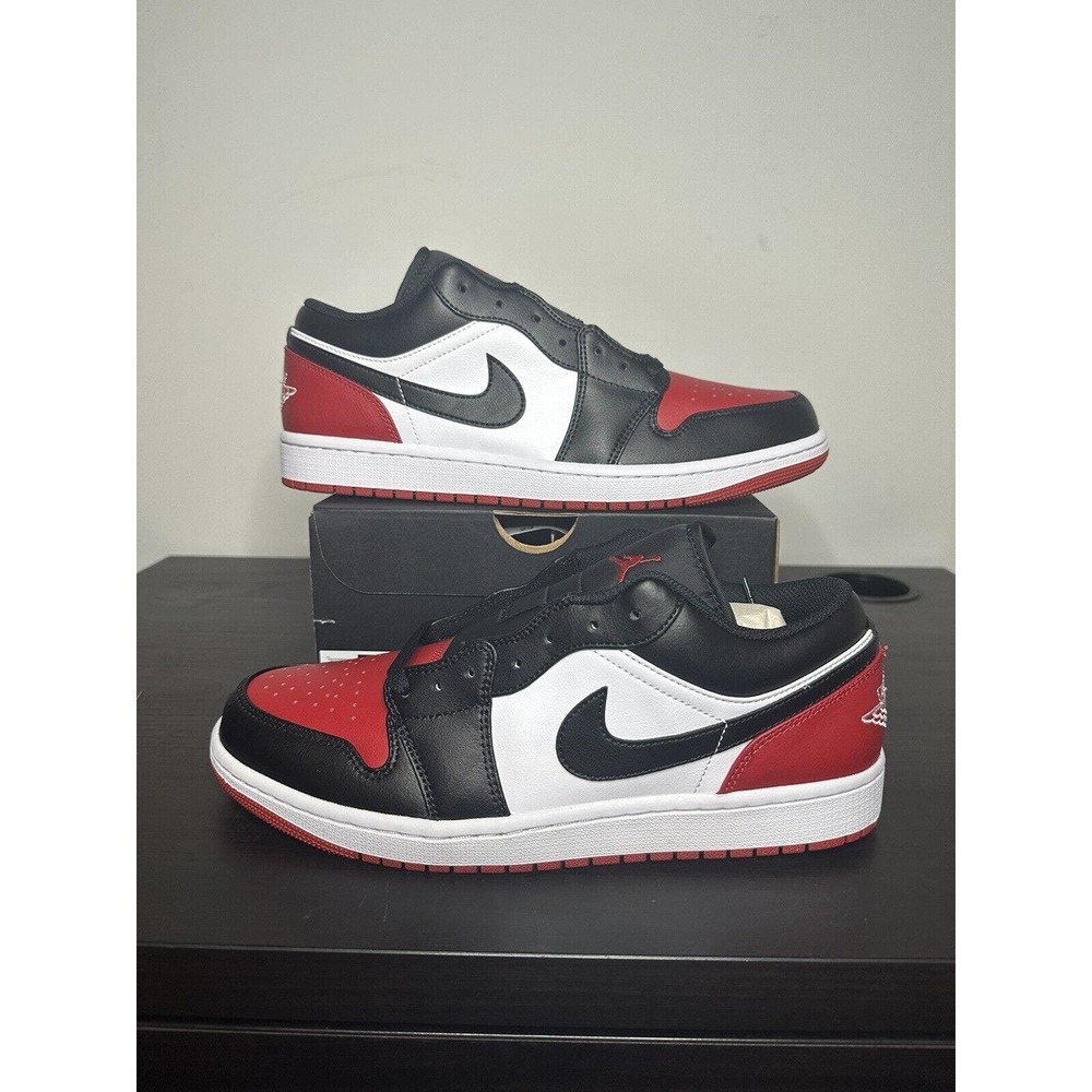 Brand New -Size 10 - Jordan 1 Low Black and Red (553558-161)-Ship Fast/In Hand!
